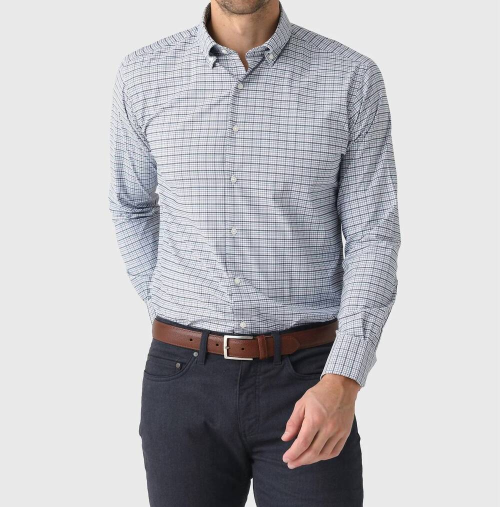 NEW PETER MILLAR leavenworth performance twill sport shirt in evening tide